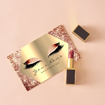 Rose Gold Glitter Makeup Artist Lashes Champaigne1 Business Card by luxury_luxury at Zazzle