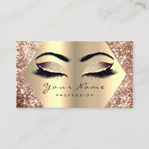 Rose Gold Glitter Makeup Artist Lashes Champaigne Business Card