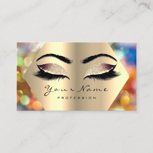 Rose Gold Glitter Makeup Artist Lashes Holograph Business Card