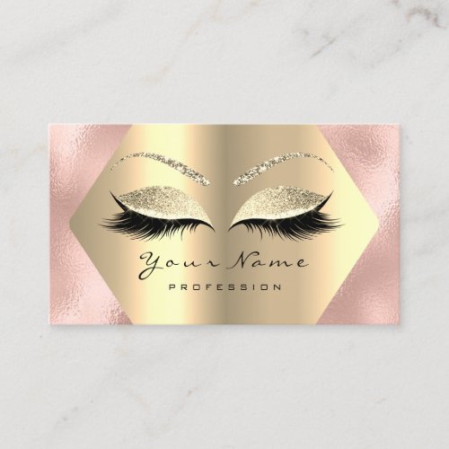 Rose Gold Glitter Makeup Artist Lashes Professiona Business Card