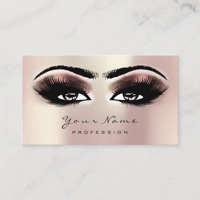 Rose Gold Glitter Makeup Artist Lashes Red Bean Appointment Card (Front)