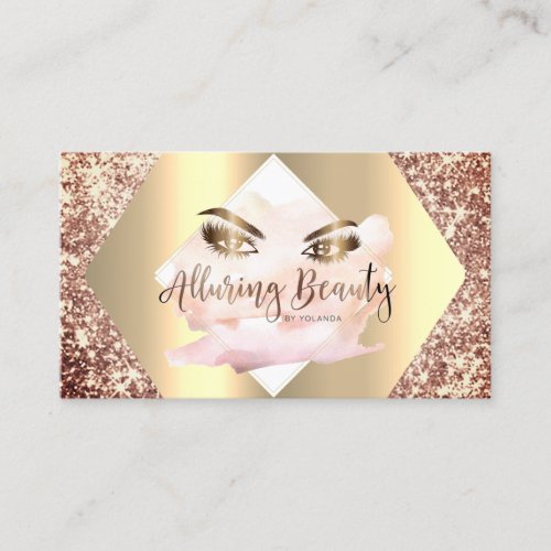 Rose Gold Glitter Makeup Lashes Alluring Beauty2 Business Card