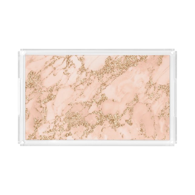 Rose gold glitter marble abstract acrylic tray (Front)