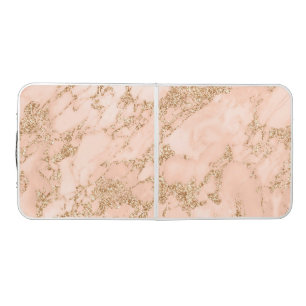 Rose gold glitter marble abstract beer pong table
