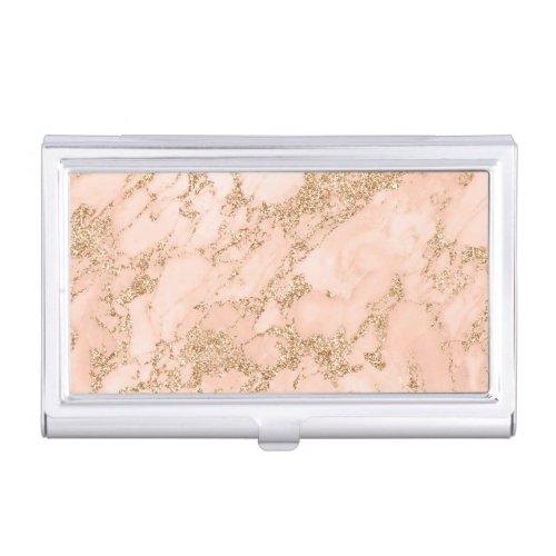 Rose gold glitter marble abstract business card case