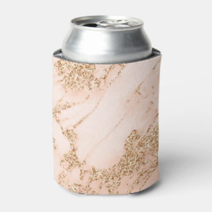 Rose gold glitter marble abstract can cooler