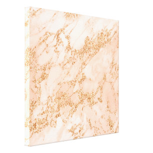 Rose gold glitter marble abstract canvas print