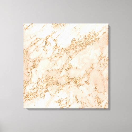 Rose gold glitter marble abstract canvas print