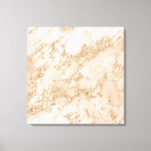 Rose gold glitter marble abstract canvas print (Front)