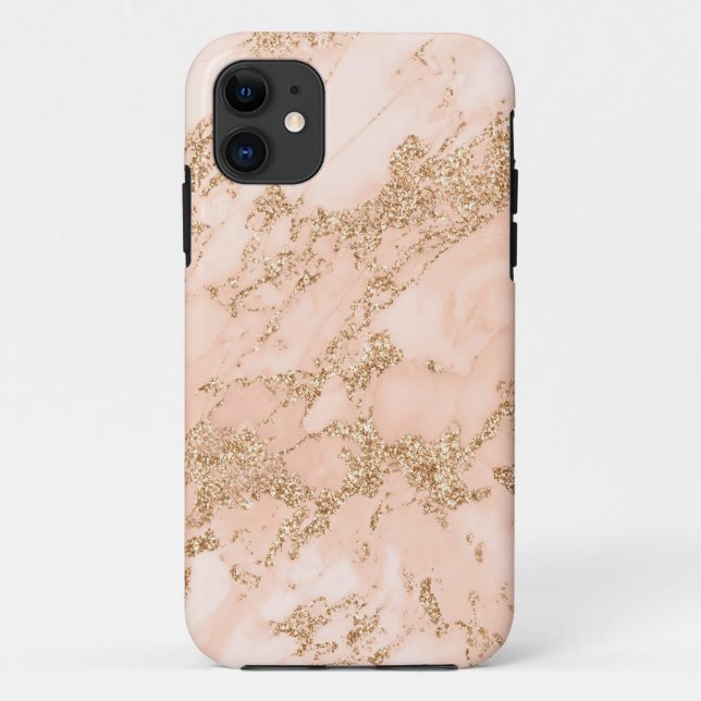 Rose gold glitter marble abstract Case-Mate iPhone case (Back)