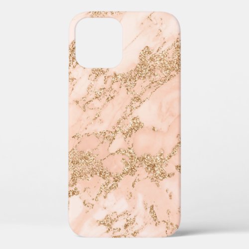 Rose gold glitter marble abstract iPhone 12 pro case