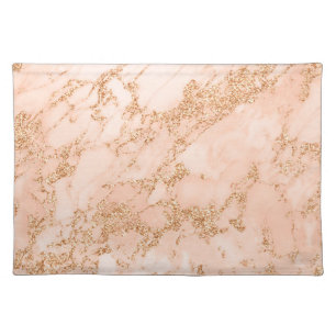 Rose gold glitter marble abstract cloth placemat