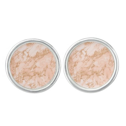 Rose gold glitter marble abstract cufflinks