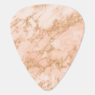 Rose gold glitter marble abstract guitar pick