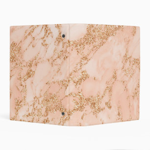 Rose gold glitter marble abstract mini binder