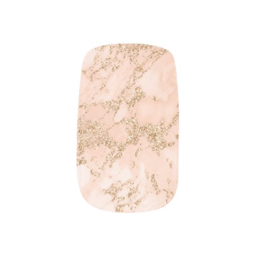 Rose gold glitter marble abstract minx nail art