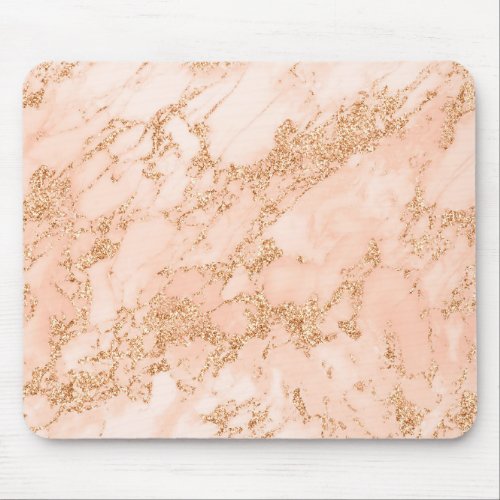 Rose gold glitter marble abstract mouse pad