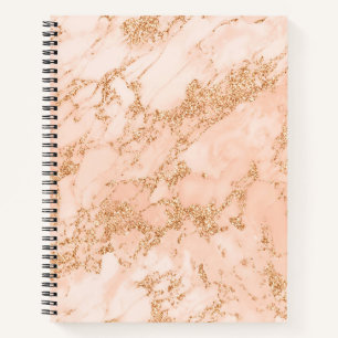 Rose gold glitter marble abstract notebook