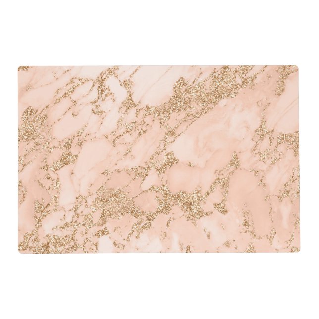 Rose gold glitter marble abstract placemat (Front)
