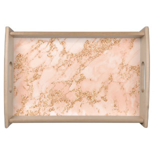 Rose gold glitter marble abstract serving tray