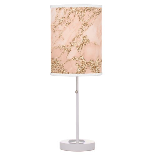 Rose gold glitter marble abstract table lamp