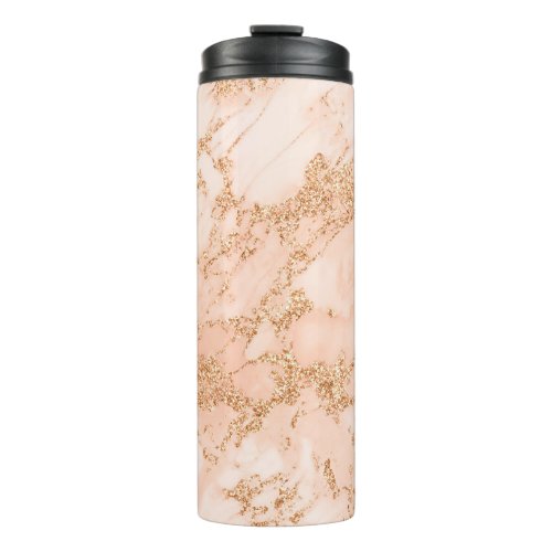 Rose gold glitter marble abstract thermal tumbler