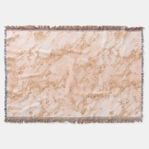 Rose gold glitter marble abstract throw blanket