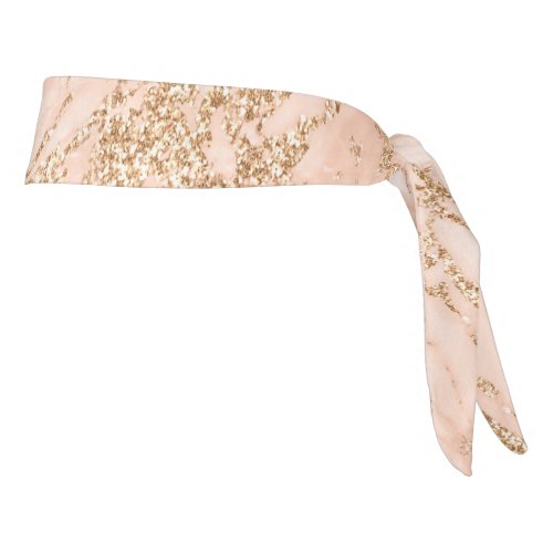 Rose gold glitter marble abstract tie headband