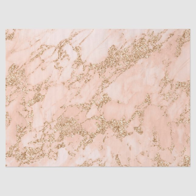 Rose gold glitter marble abstract tissue paper (Front)