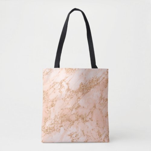 Rose gold glitter marble abstract tote bag