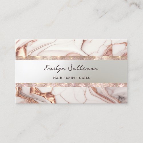 rose gold glitter marble business card