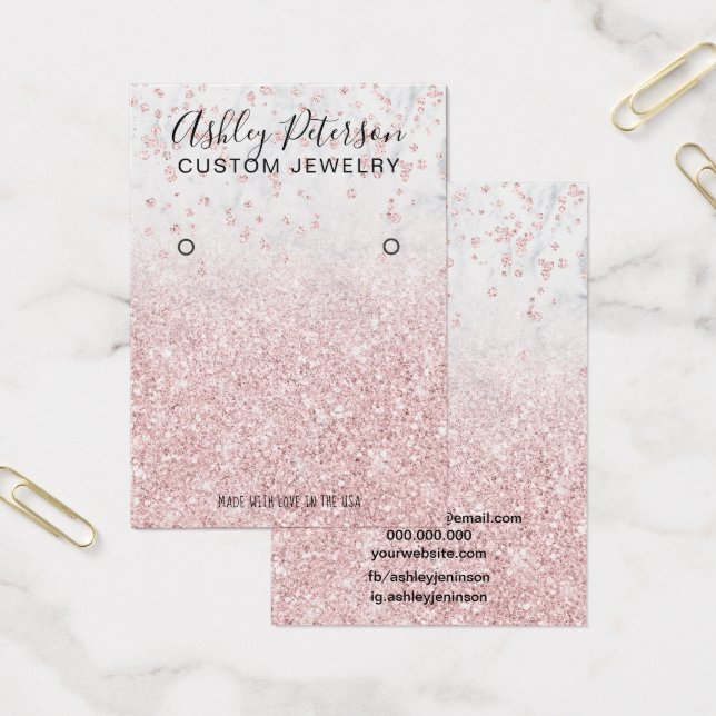 rose gold glitter marble chic earring display (Office)