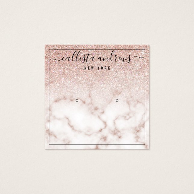 Rose Gold Glitter Marble Earring Display Card (Front)