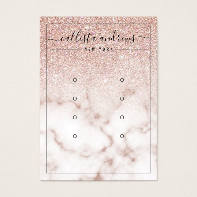 Rose Gold Glitter Marble Earrings Display Card (Front)