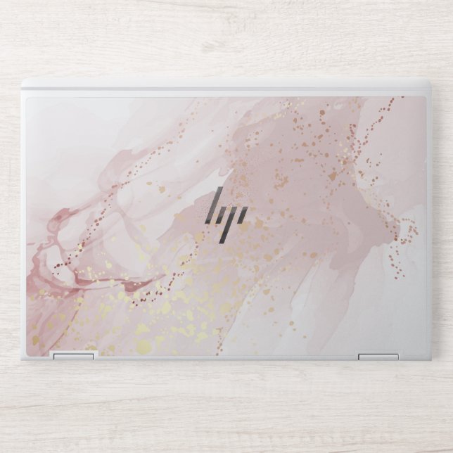  Rose Gold Glitter Marble Hp Laptop Skin (Front)