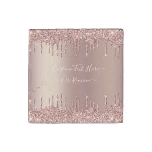 Rose Gold Glitter Marble Magnet Personalized Text