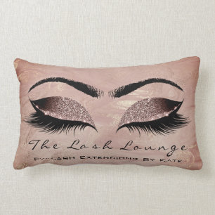 Rose Gold Glitter Marble Makeup Lash Beauty Eyes Lumbar Pillow