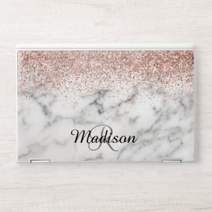 Rose Gold Glitter Marble Monogram Custom HP Laptop Skin