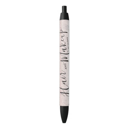 Rose gold glitter marble ombre makeup name black ink pen