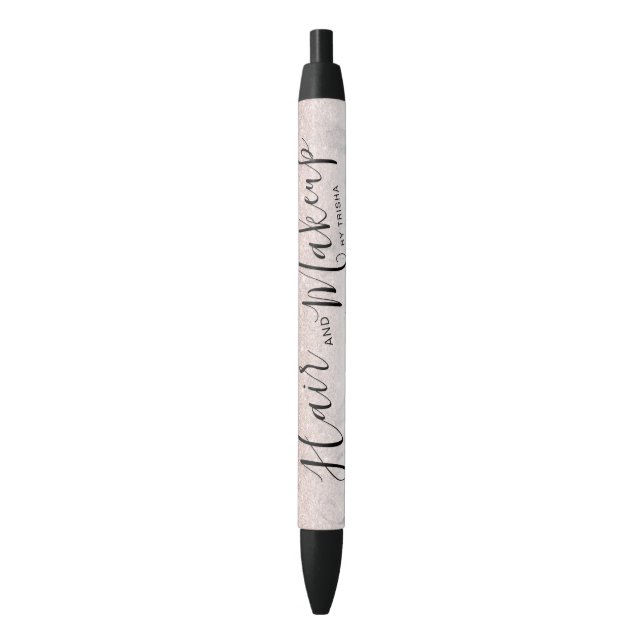 Rose gold glitter marble ombre makeup name pen (Front Vertical)