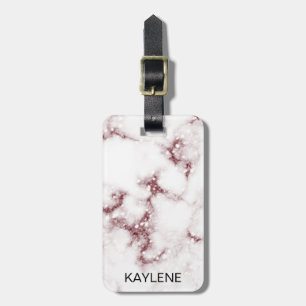 Rose Gold Glitter Marble Personalized Luggage Tag