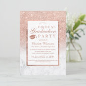 Rose gold glitter marble photos virtual Graduation Invitation (Standing Front)