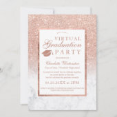 Rose gold glitter marble photos virtual Graduation Invitation (Front)