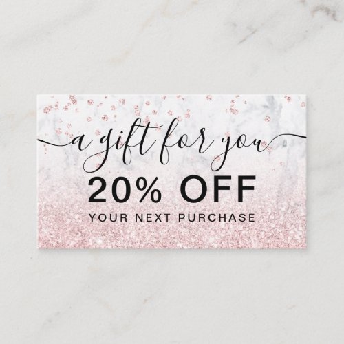 rose gold glitter marble sparkle confetti gift discount card