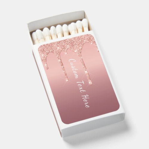 Rose Gold Glitter Matchboxes with Custom Text