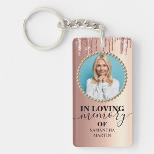 Rose Gold Glitter Memorial In Loving Memory Keychain