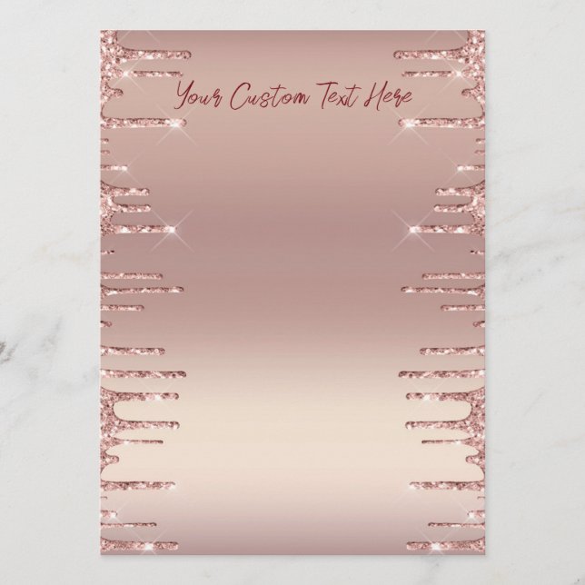 Rose Gold Glitter Menu Example Personalized Text (Front)