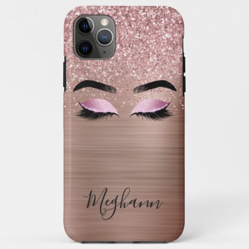 Rose Gold Glitter Metallic Beauty Eyelash iPhone 11 Pro Max Case