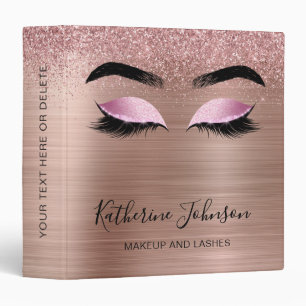 Rose Gold Glitter Metallic Beauty Salon 3 Ring Binder