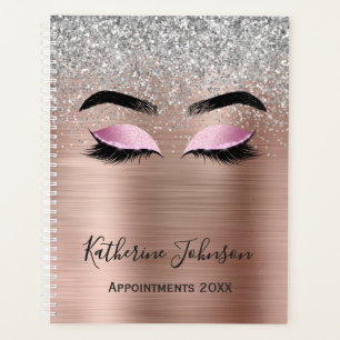 Rose Gold Glitter Metallic Beauty Salon Lashes  Planner